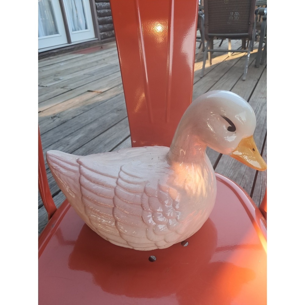 Rare Large White Ceramic Duck Goose Vintage Good Condition Hint Of Pink